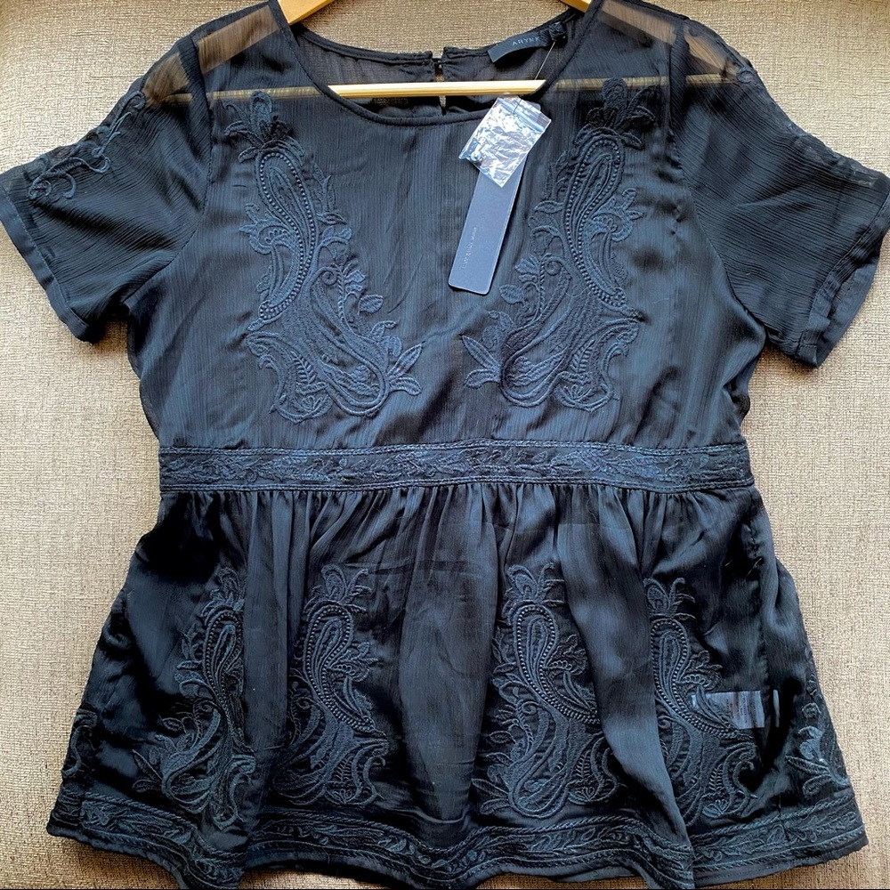 ARYN K BOHO SHEER BLOUSE M New w tags